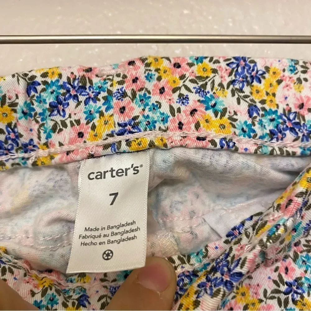 Carters girls micro floral print denim jeans leggings jeggings elastic waist -7